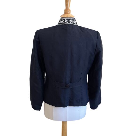 NWT Coldwater Creek Navy Linen Blend Embroidered Blazer / Jacket & Tank Set, 8 - Picture 4 of 15